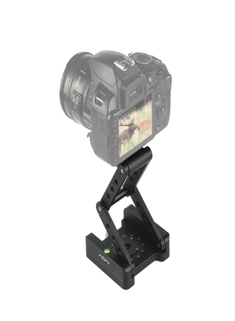 ADAI Z-Shaped Flex Tilt Tripod Head Aluminum Alloy Folding Z Tilt Head 360° Rotary Quick Release Plate Stand Mount Spirit Level for Canon Nikon Sony Pentax DSLR Camera - Image 1
